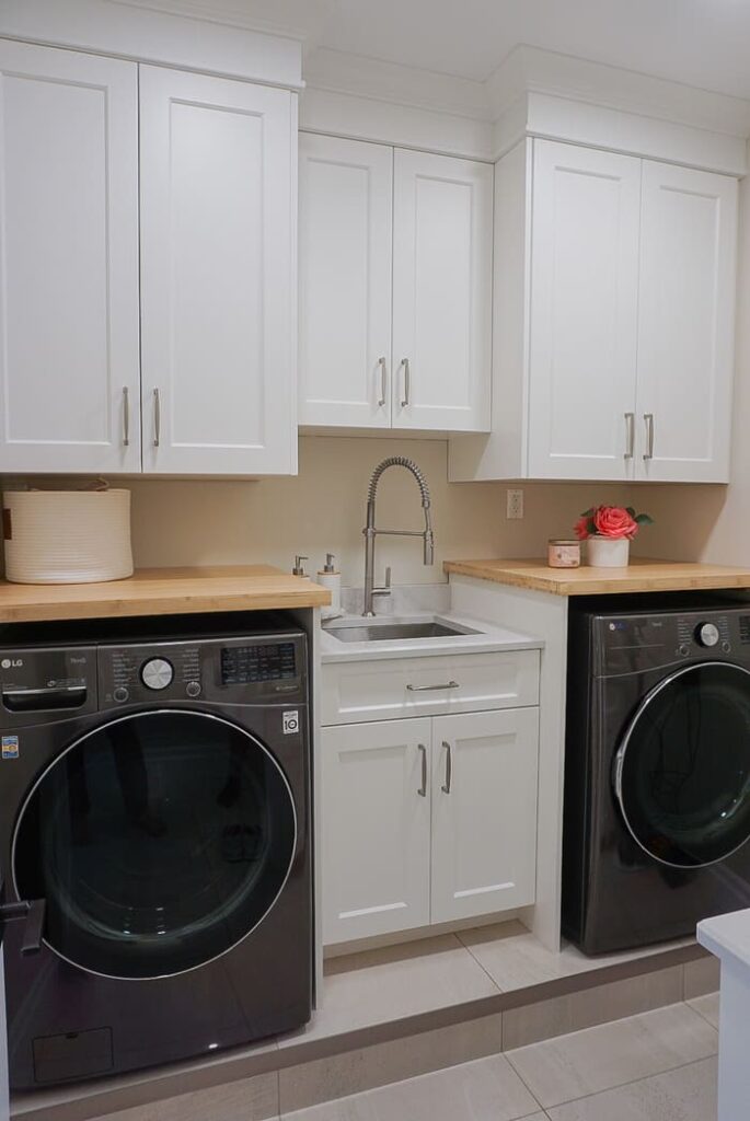 Niagara laundry room with custom white cabinetry